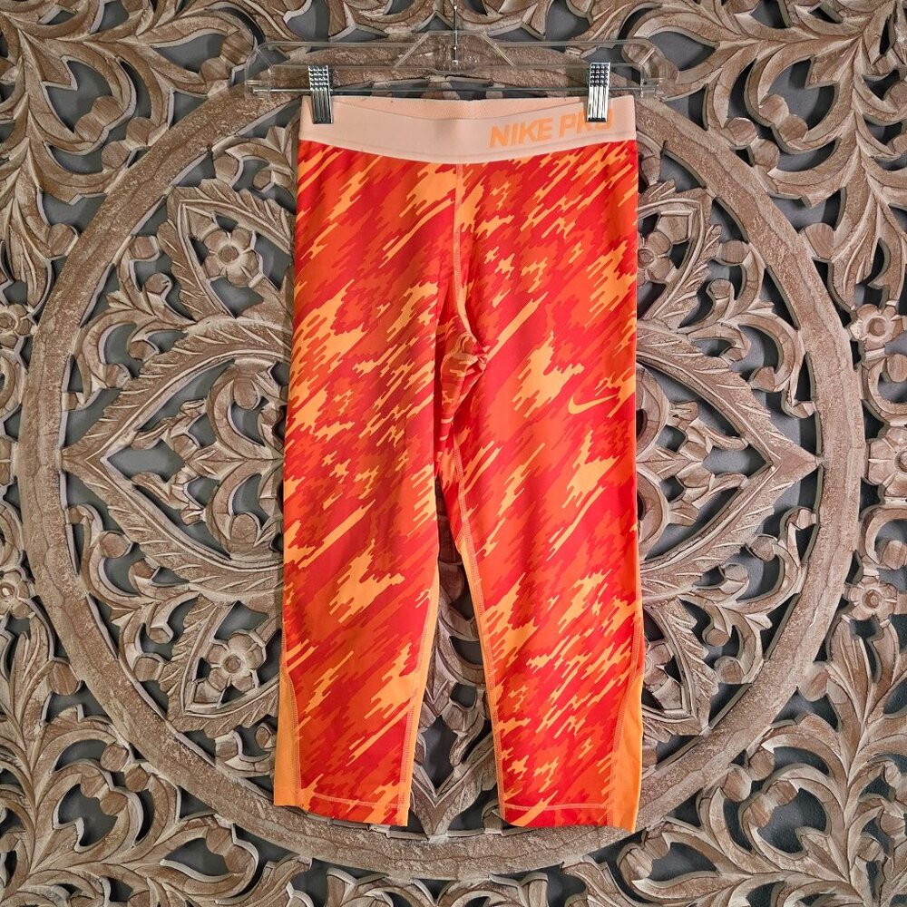 Nike Pro Cool Dri-Fit Girls Sz Large Training Leggings Orange Stretch Pants